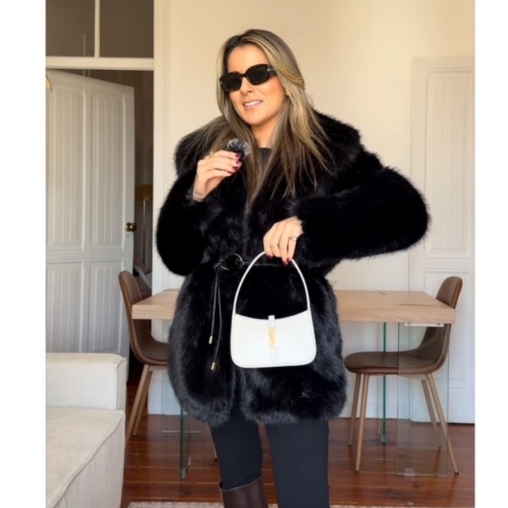 New ZARA Faux Fur Belted Coat - Picture 2 of 16